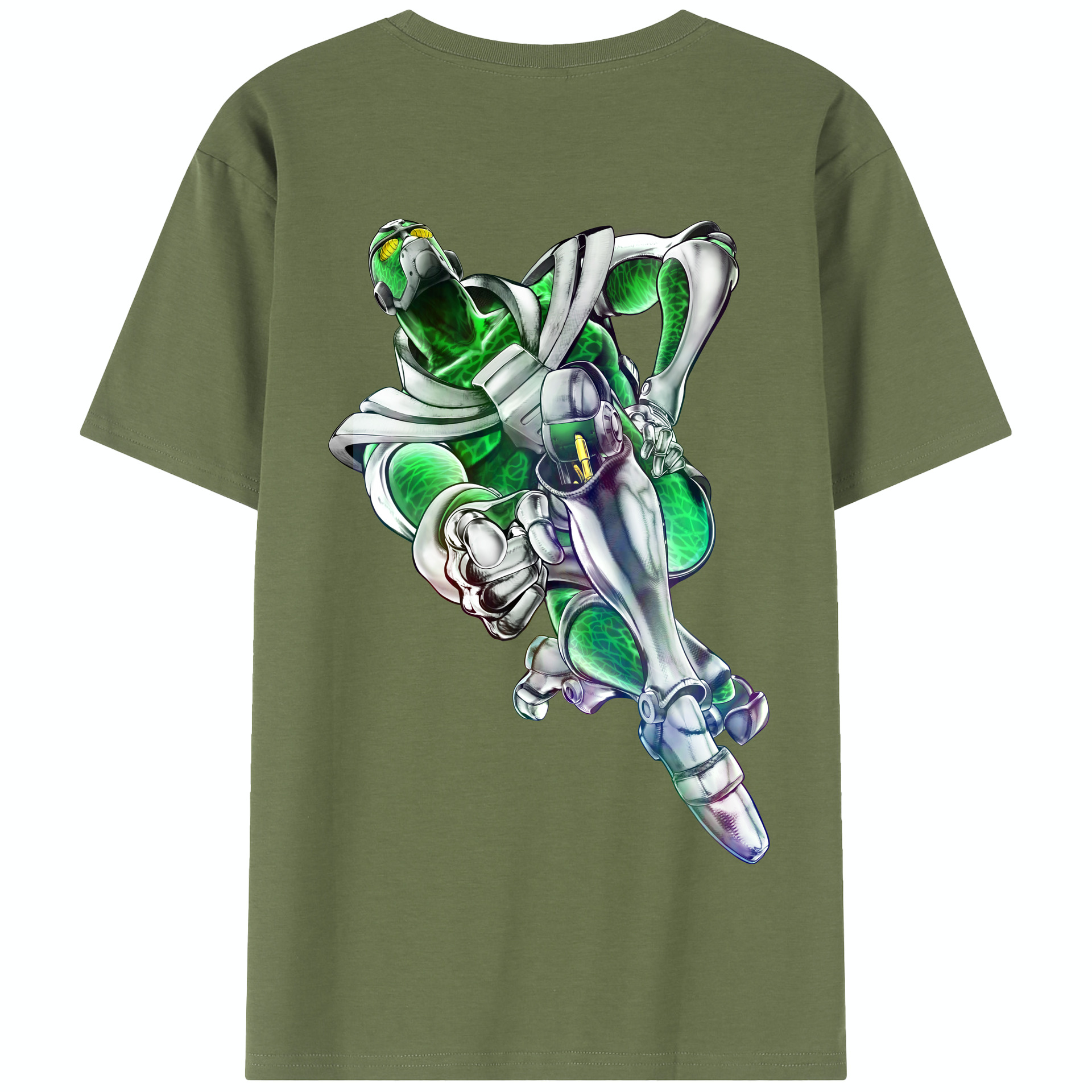 （画像用） ジョジョの奇妙な冒険 花京院 典明（かきょういん のりあき） JoJo's Bizarre Adventure Kakyoin Noriaki 綿100％半袖Tシャツ（背面プリント）